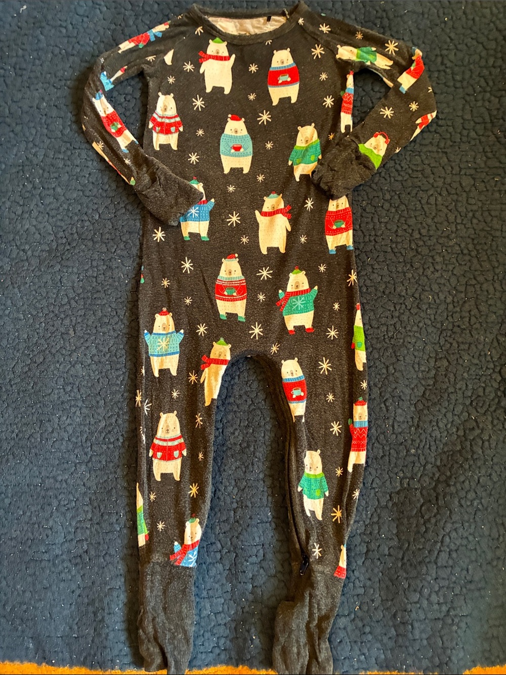 Little Sleepies Black/gray Polar Bear Print Footed Pajamas